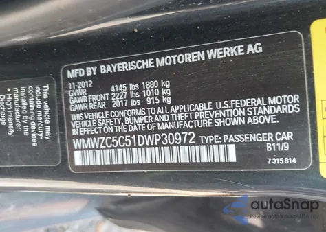 2013 Mini Countryman Cooper S из США, поврежденный, VIN WMWZC5C51DWP30972